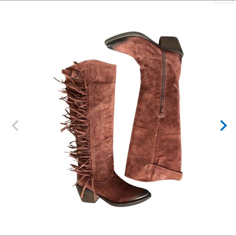 Leather Fringe Boots Carlos Santana—New w/ Tag 8.5